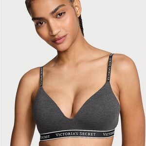 Victoria's Secret Lightly Lined Wireless T-Shirt Bra in charcoal heather grey